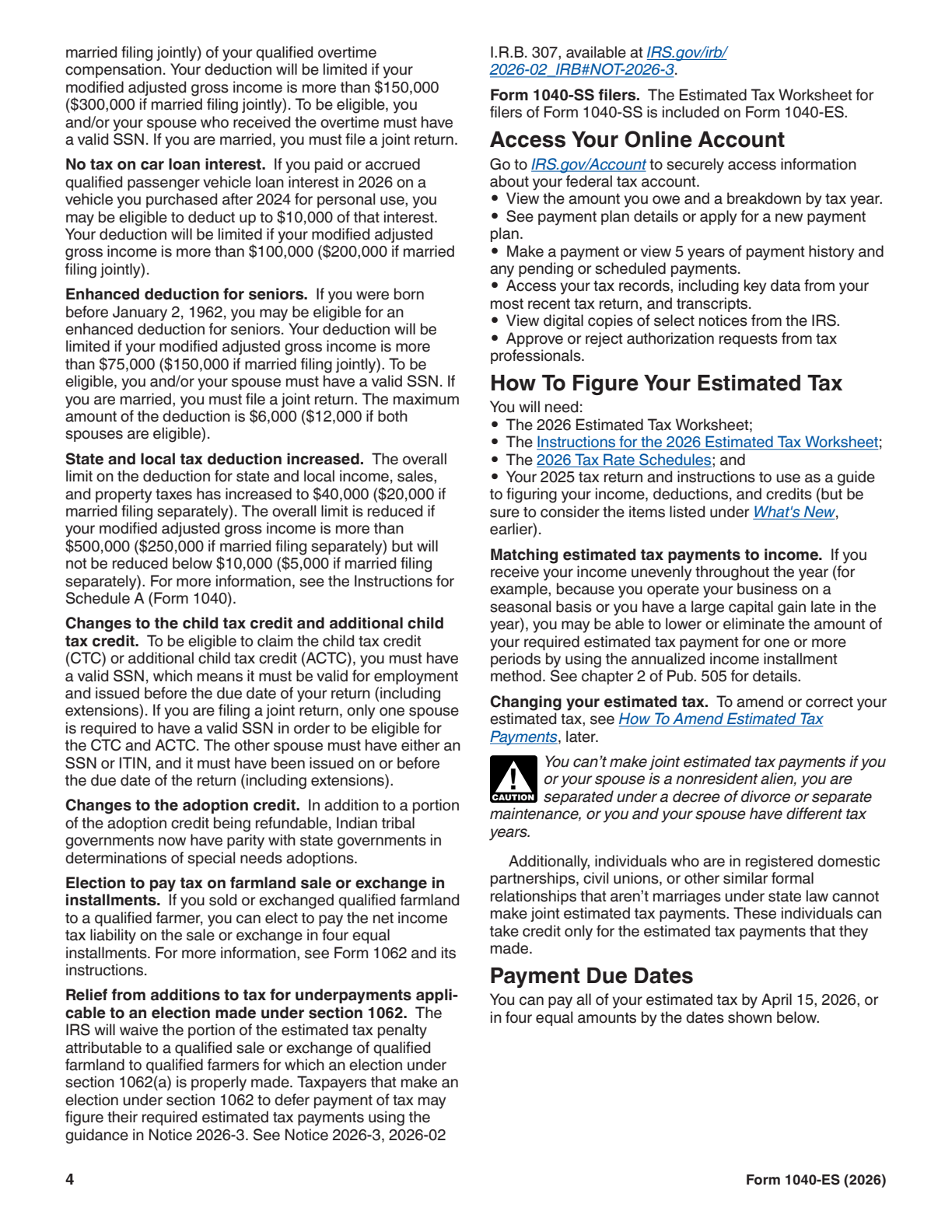 2026 Form 1040-ES Page 4 Preview
