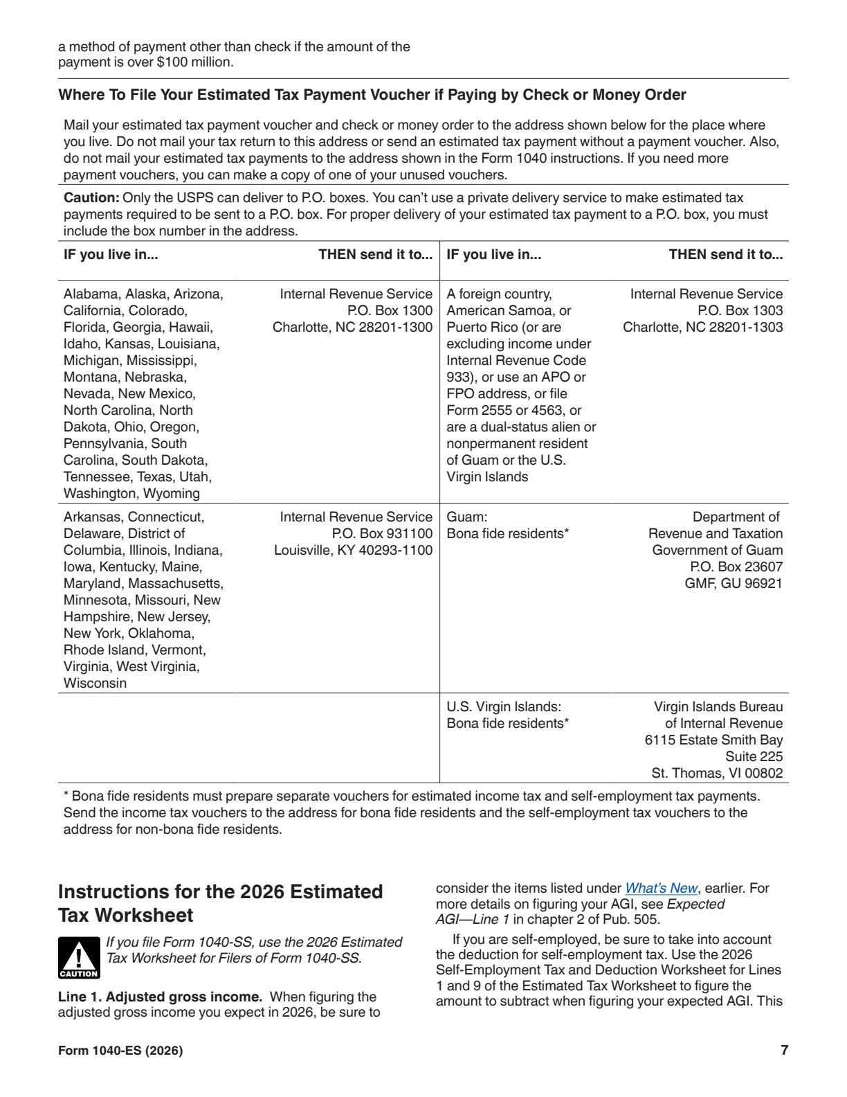 2026 Form 1040-ES Page 7 Preview