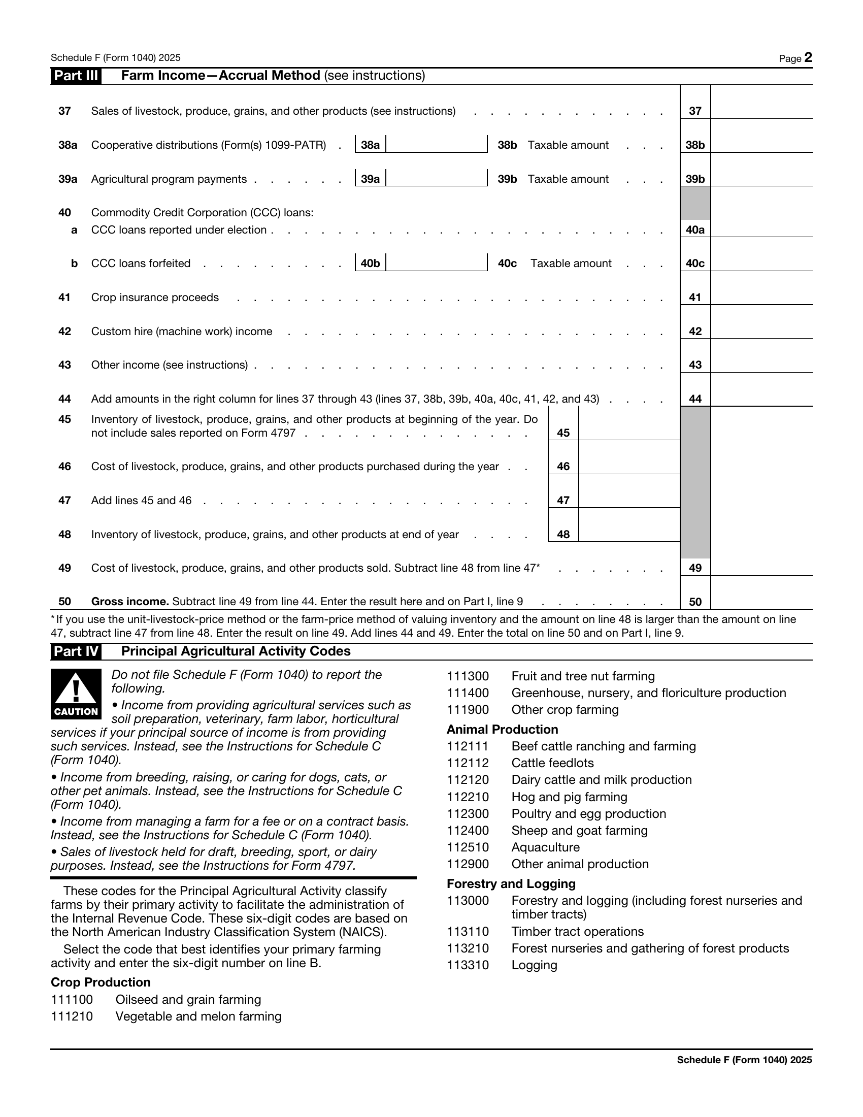 1040 Schedule F Form Page 2 Preview