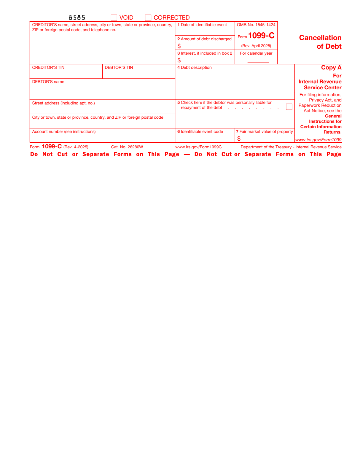 1099-C Form Page 2 Preview