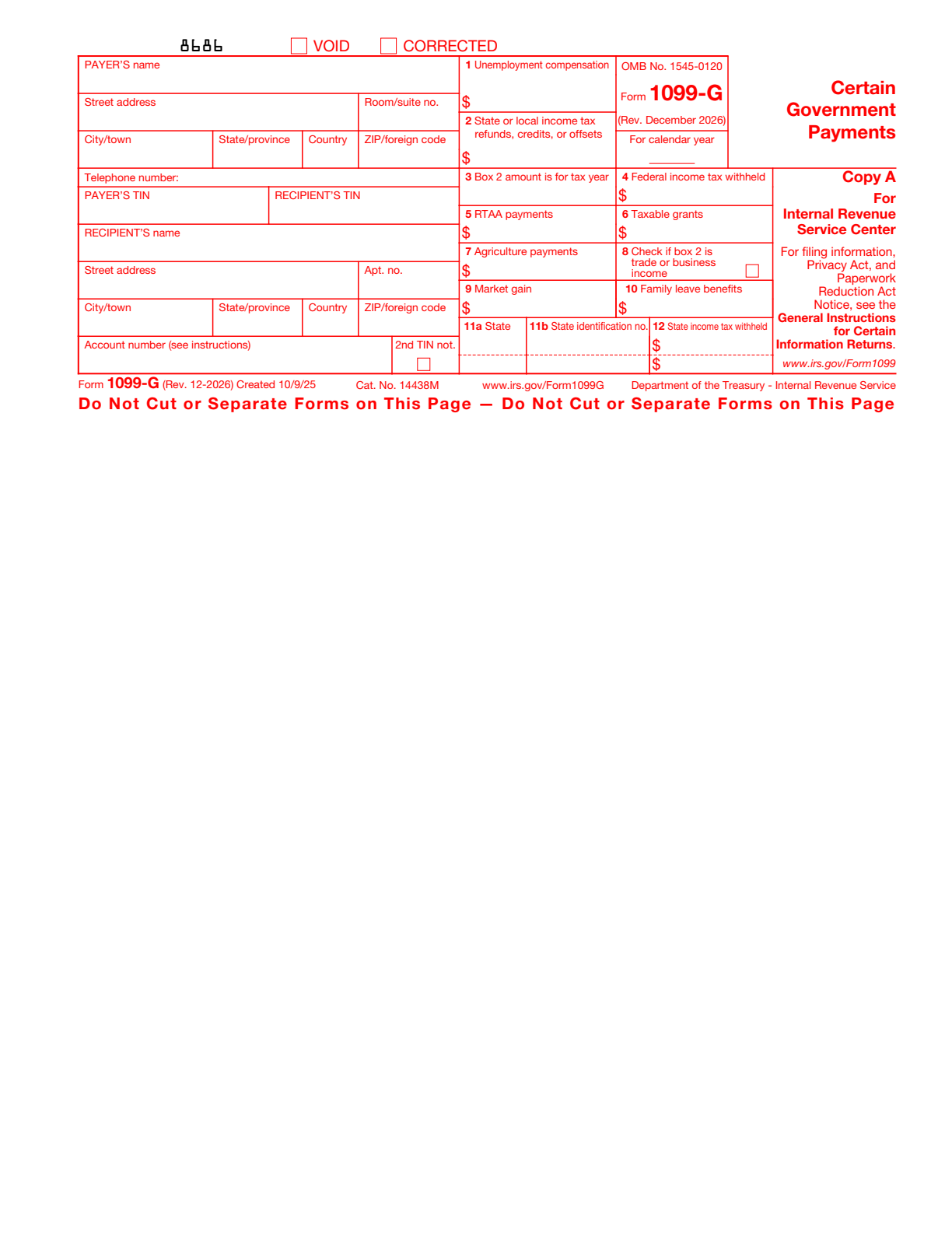 1099-G Form Page 2 Preview
