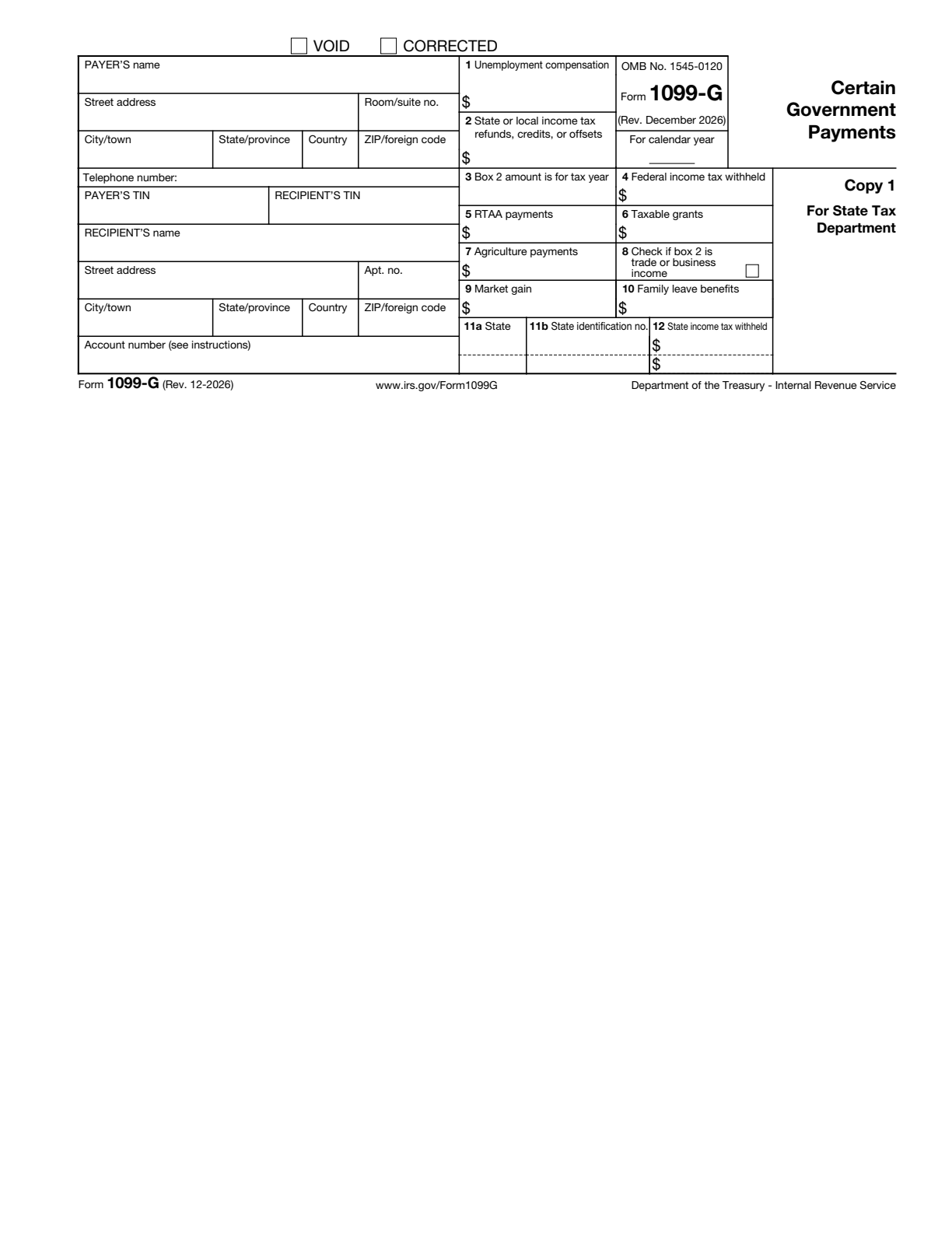 1099-G Form Page 3 Preview