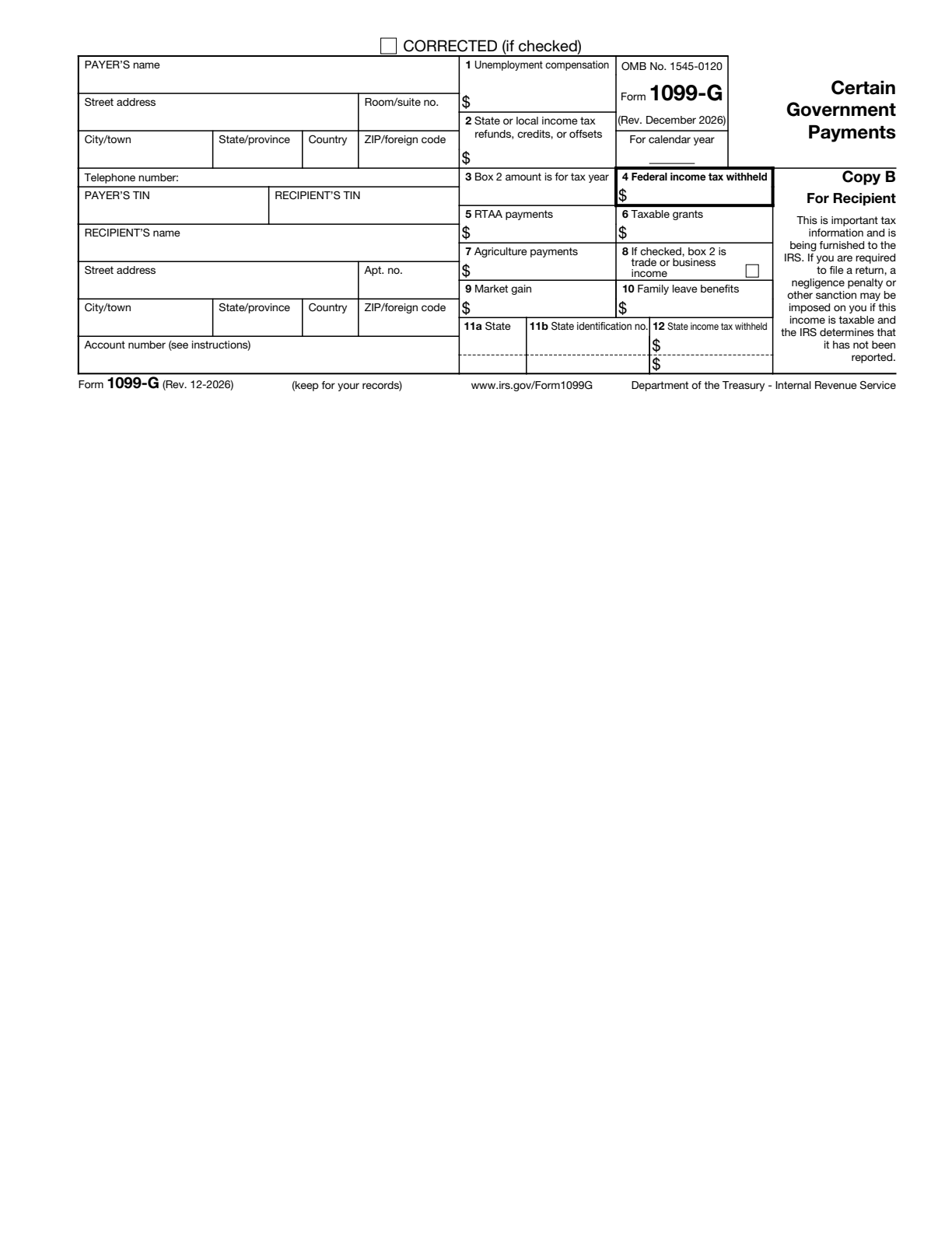 1099-G Form Page 4 Preview