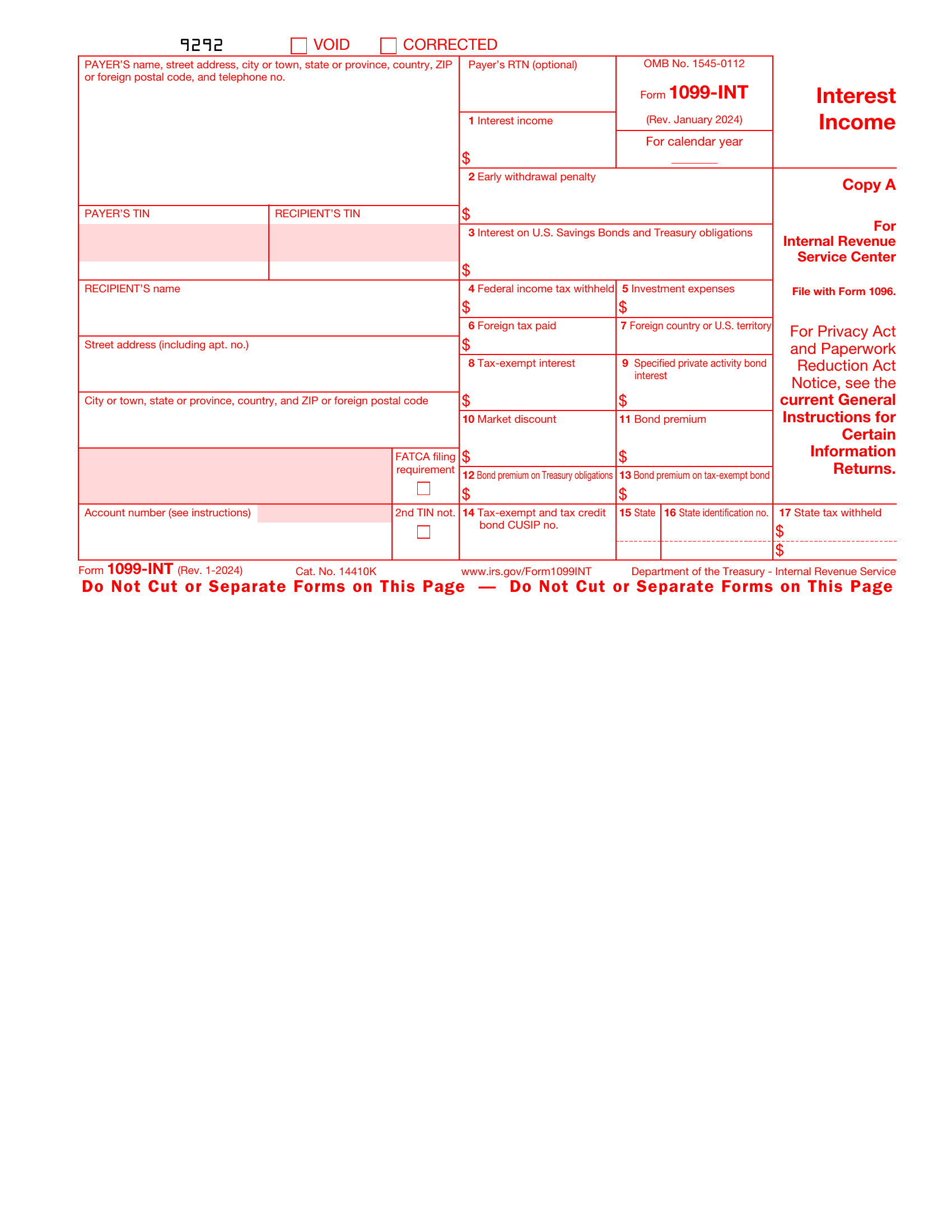 1099-INT Form Page 2 Preview