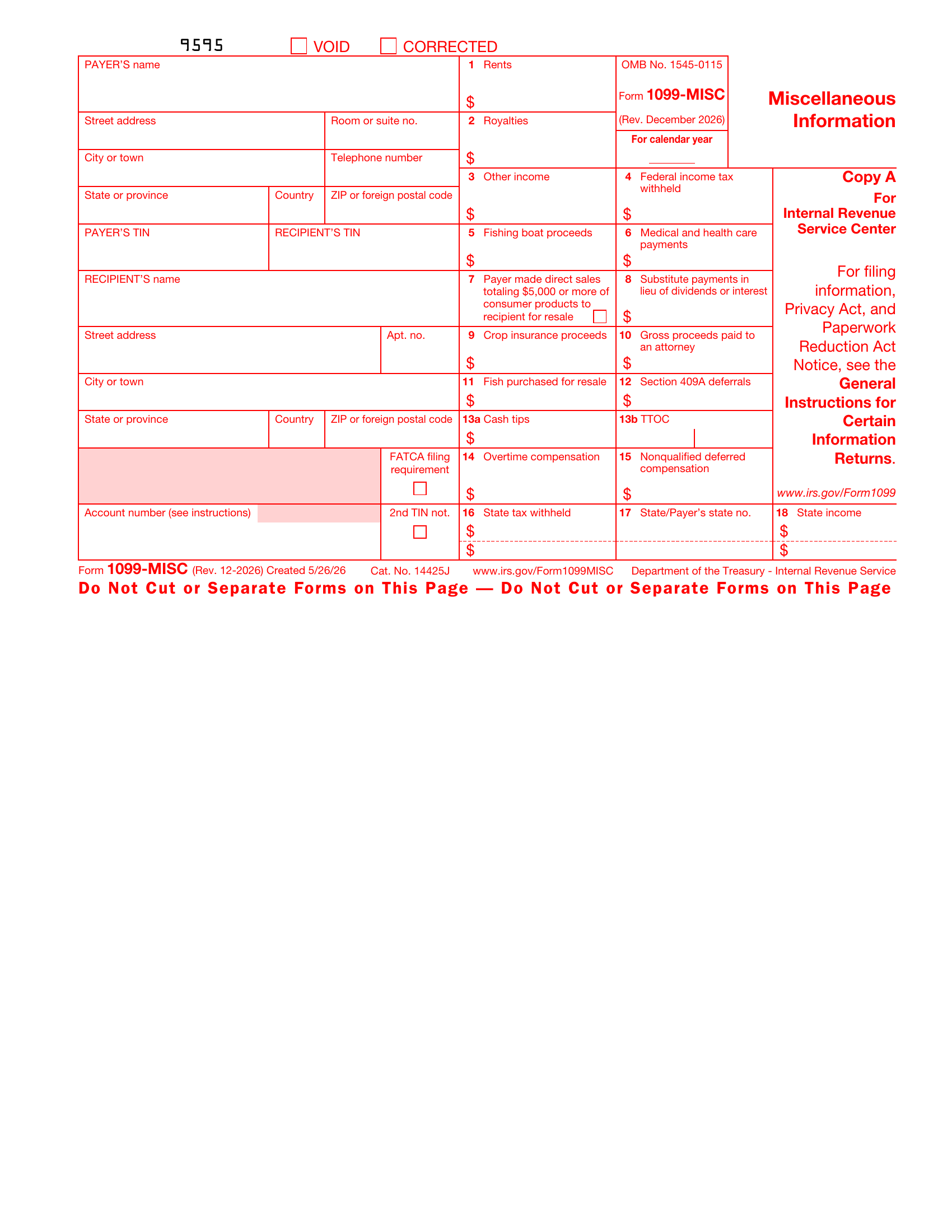 1099-MISC Form Copy B Preview