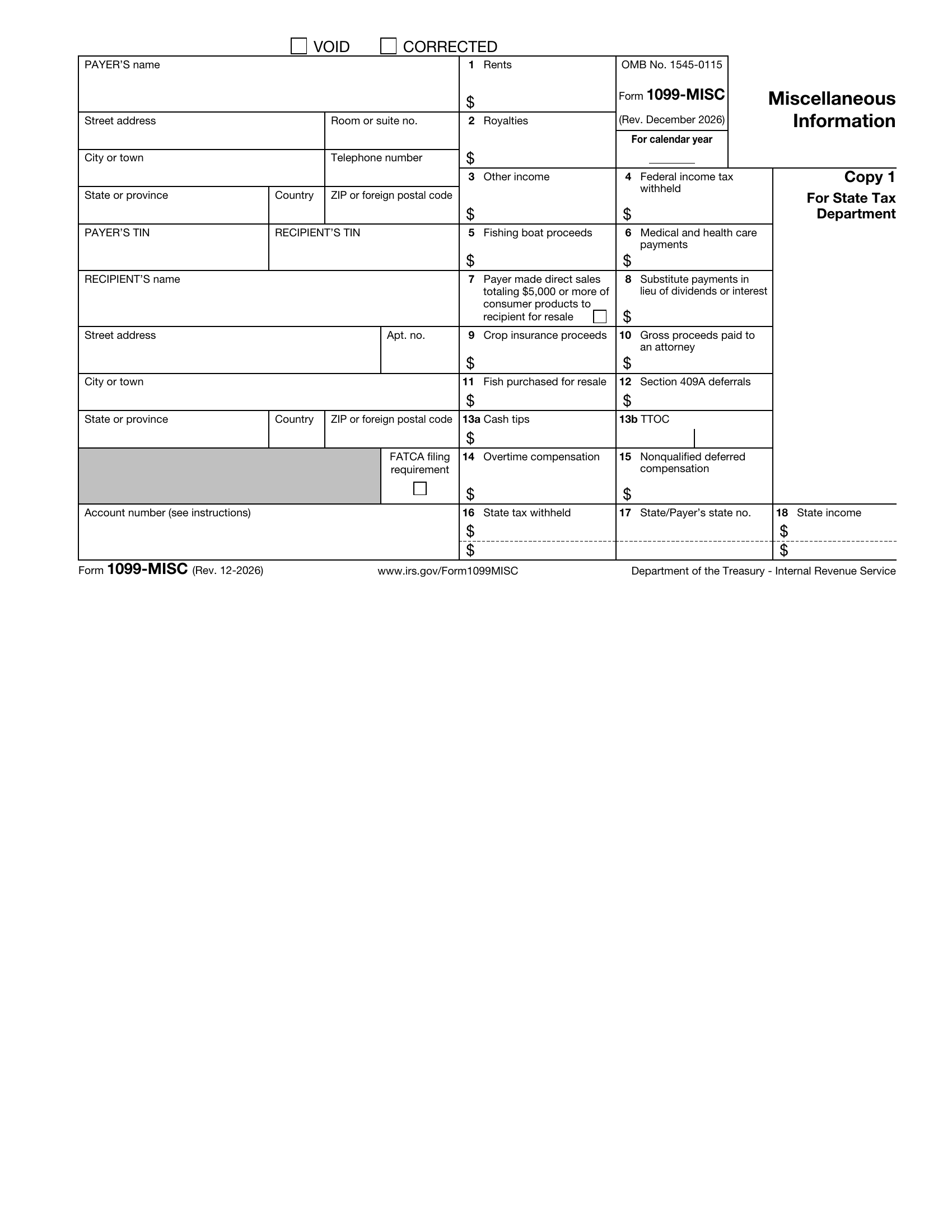 1099-MISC Form Copy 2 Preview