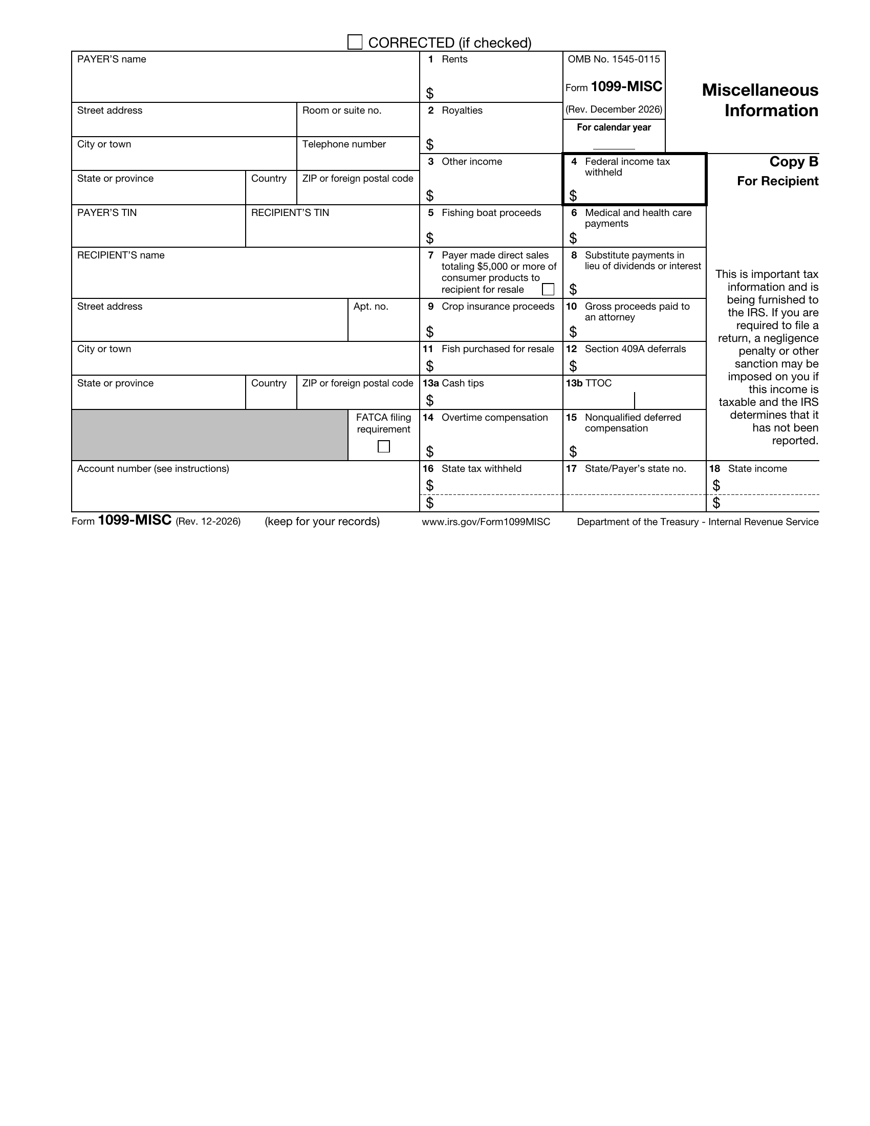 1099-MISC Form Copy C Preview