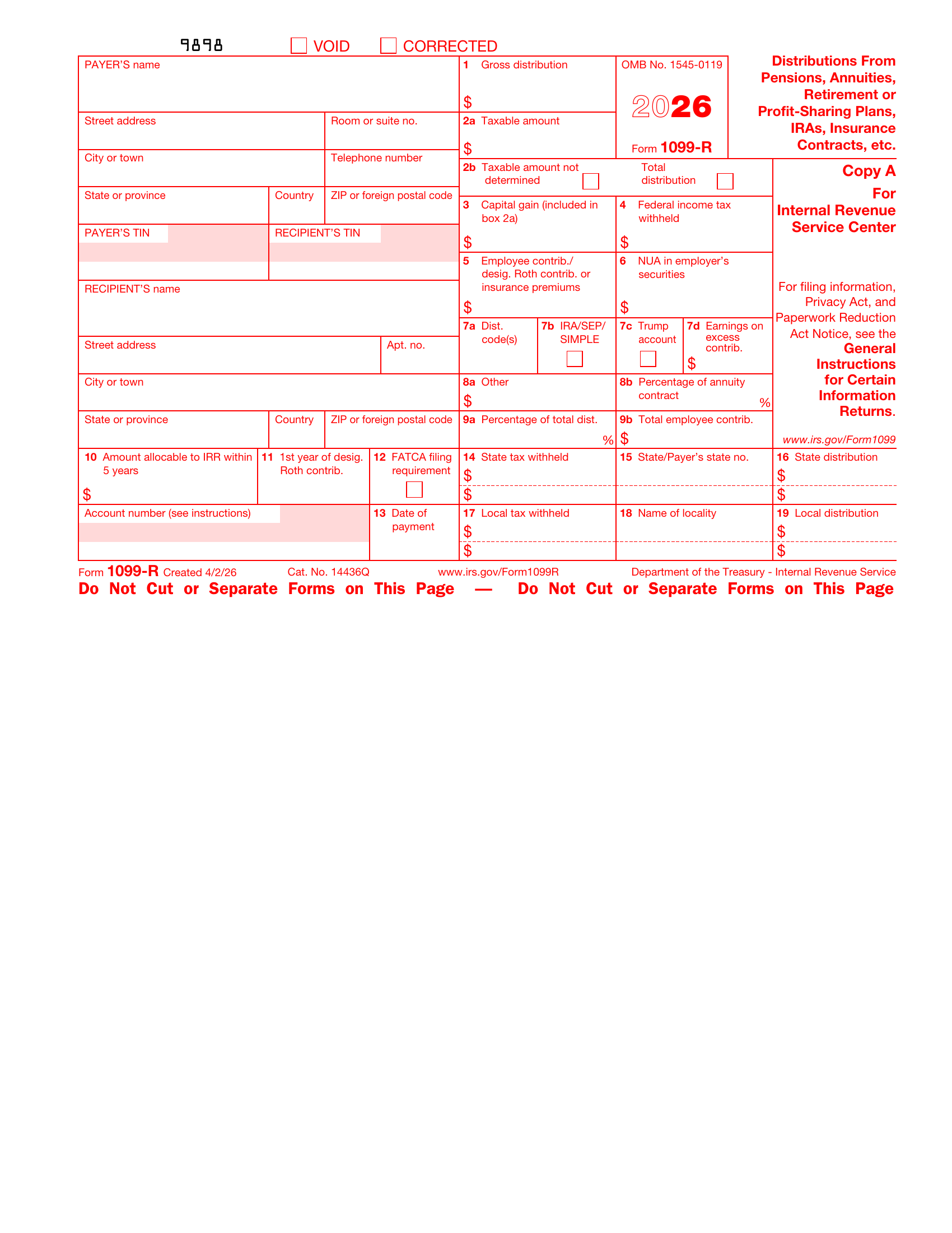1099-R Form Page 2 Preview
