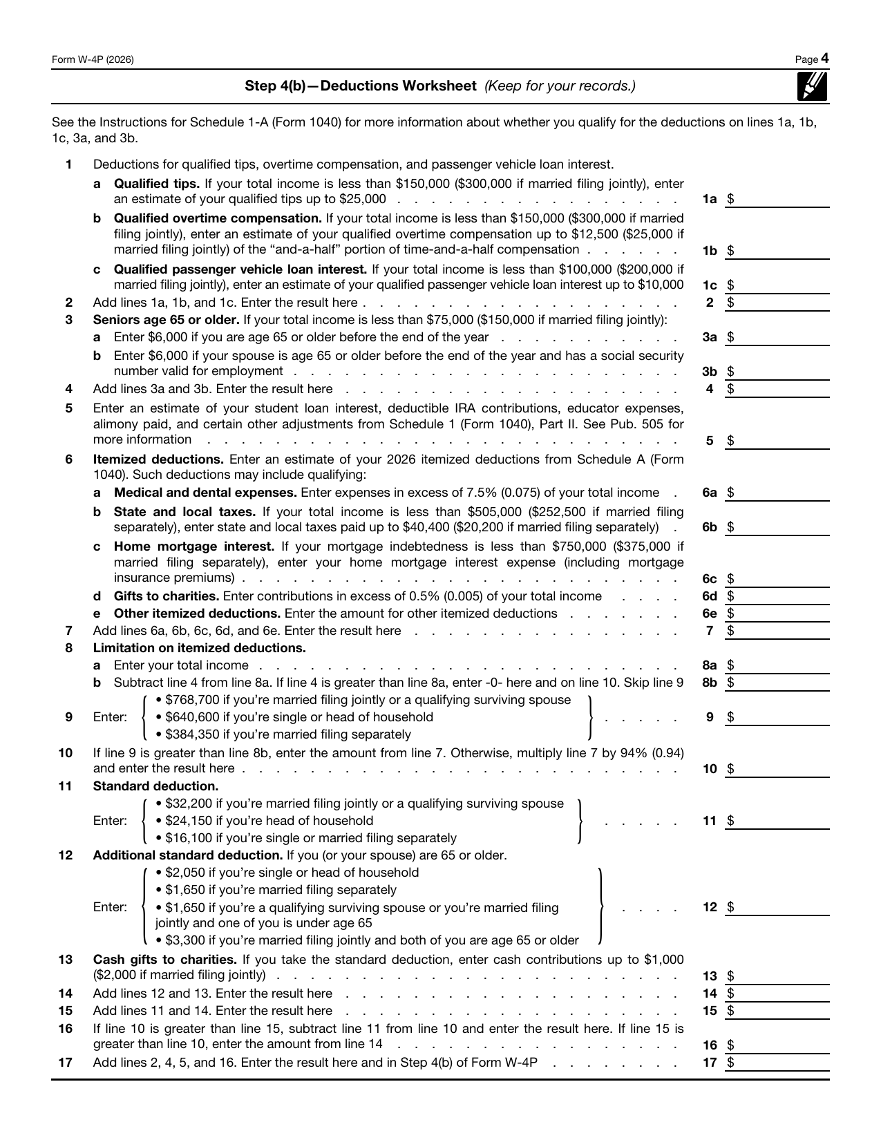 IRS Form W-4P page 4